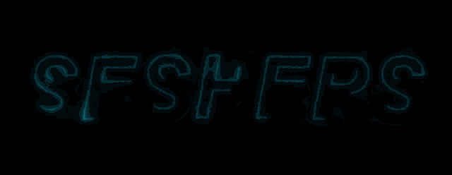 a neon sign that says seshers on a dark background