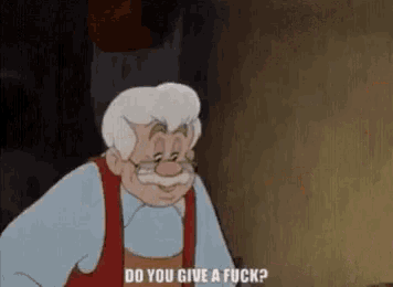 a cartoon man with glasses and a mustache is saying `` do you give a fuck ? ''