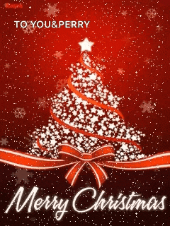 a merry christmas greeting card with a christmas tree made of stars