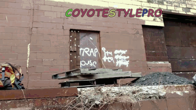 a brick wall has graffiti on it that says " trap pose "
