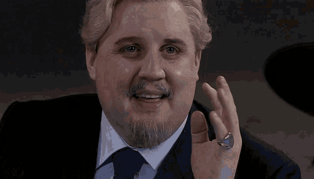 a man with a beard wearing a suit and tie