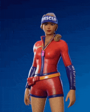 a woman wearing a rescue hat is surrounded by red hearts