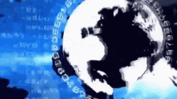 a globe is surrounded by numbers and a blue background