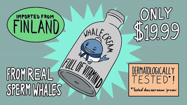 a cartoon of a bottle of whale cream that is only $ 19.99