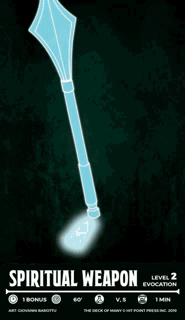 a poster for spiritual weapon level 2 evocation