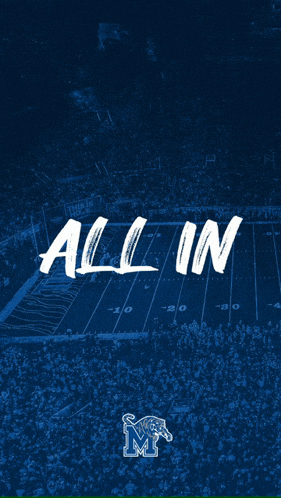 a football field with the words " all in " written on it
