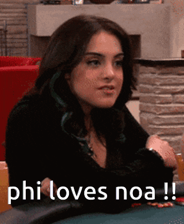 a woman sitting at a poker table with the words phi loves noa written on the bottom