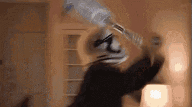 a blurry picture of a person holding a bottle of wine .
