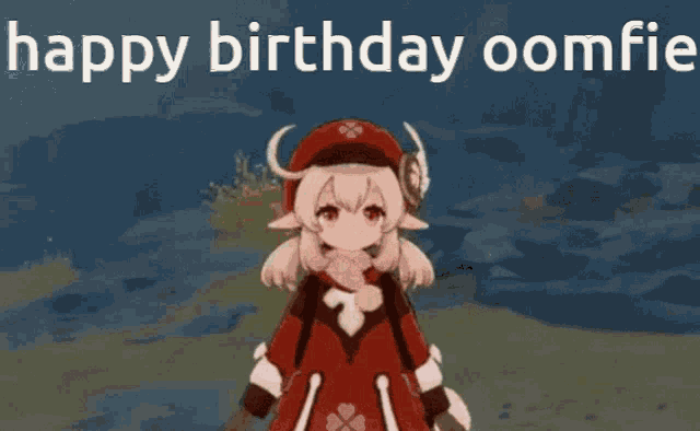 a cartoon character is holding a sparkler and the words happy birthday oomfie are above her