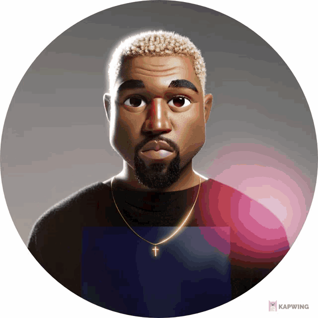 a cartoon of kanye wearing a gold chain and a cross