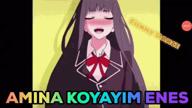 a video of a girl in a school uniform with the words amina koyayim enes