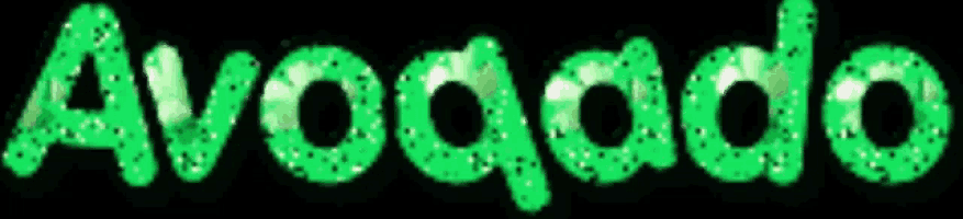 the word avocado is written in green letters on a black background