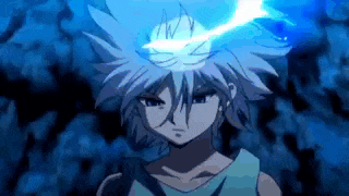 a close up of a person with a light coming out of their head .