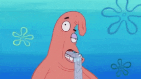 patrick star from spongebob squarepants with a speech bubble