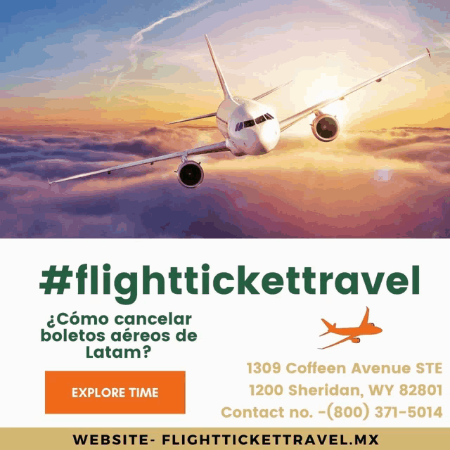 an advertisement for flight ticket travel shows a plane flying over clouds