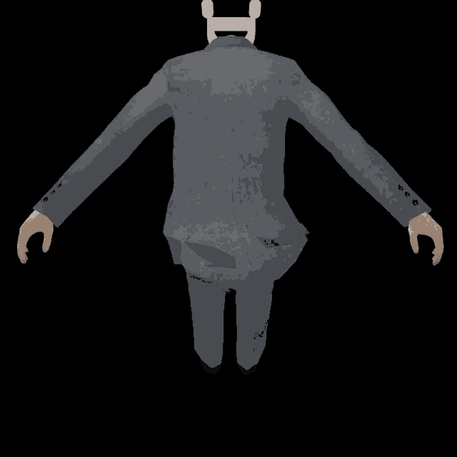 a 3d model of a man in a suit with a white head