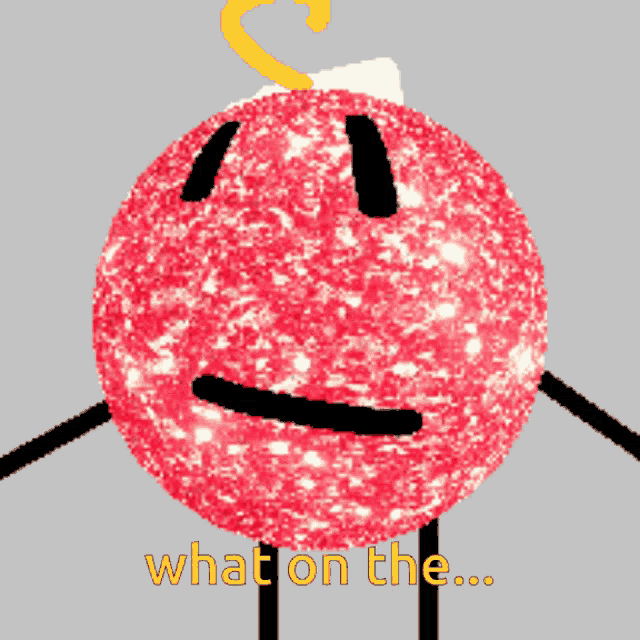 a drawing of a red ball with the words what on the below it