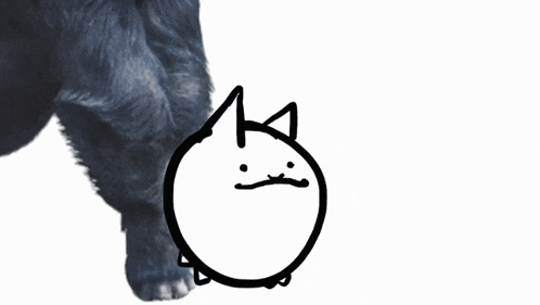 a drawing of a cat with its tongue out