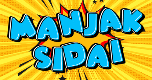 a comic book explosion with the words " manjak sidai " in blue