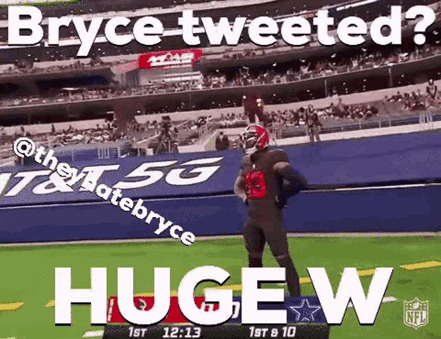 bryce tweeted huge w during a nfl game