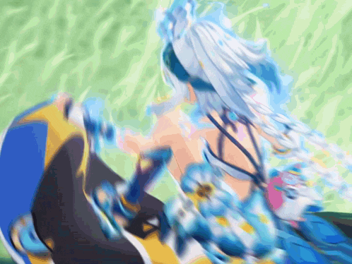 a blurry picture of a woman with white hair