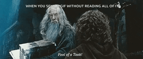 a man with a beard is talking to another man while holding a book and says fool of a took .