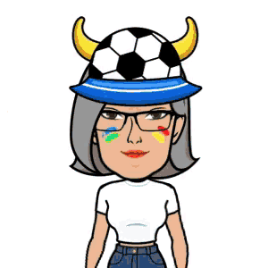 a cartoon of a woman wearing a soccer ball hat and horns