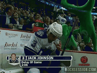 a hockey player named jack johnson is on the ice during a game