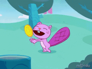 a cartoon of a bear with a lollipop in his mouth