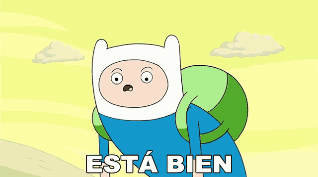 a cartoon character with a backpack says " esta bien "