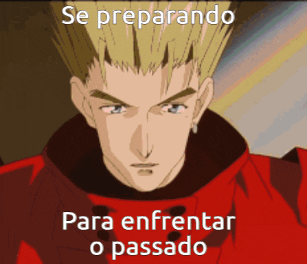 a picture of a man with the words se preparando para enfrentar o passado below him