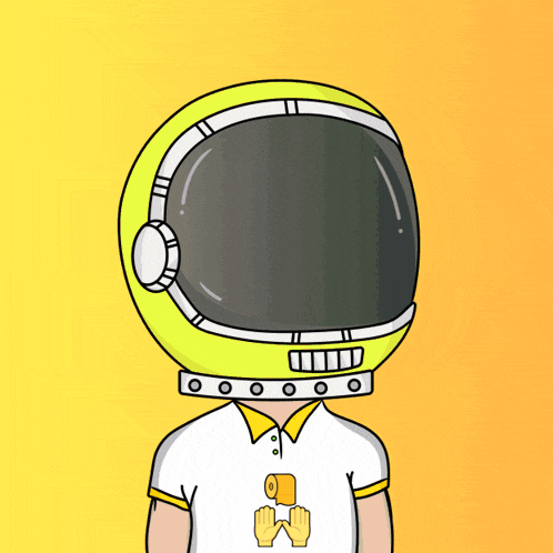 a cartoon drawing of an astronaut with a yellow helmet