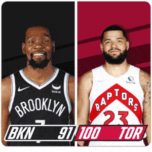 two basketball players one from brooklyn and one from raptors