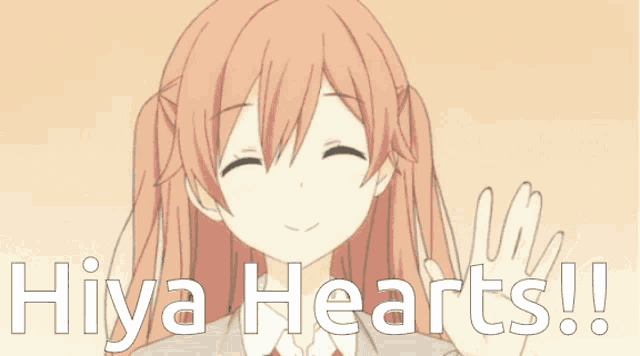 hiya hearts written on a picture of a girl with pigtails