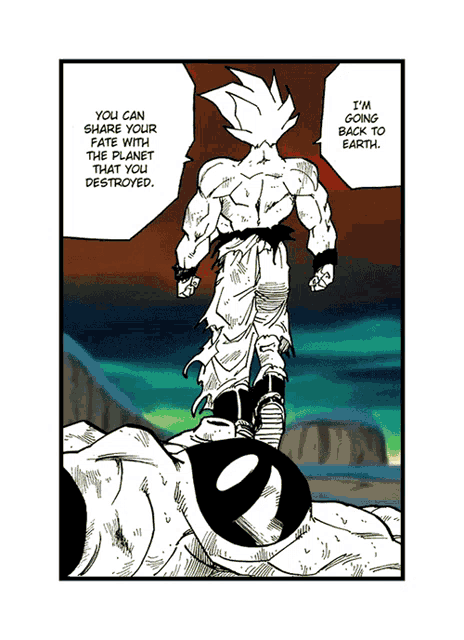 a black and white drawing of a man with the words " you can share your fate with the one that you destroyed "