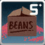 a cardboard box with the word beans written on it .