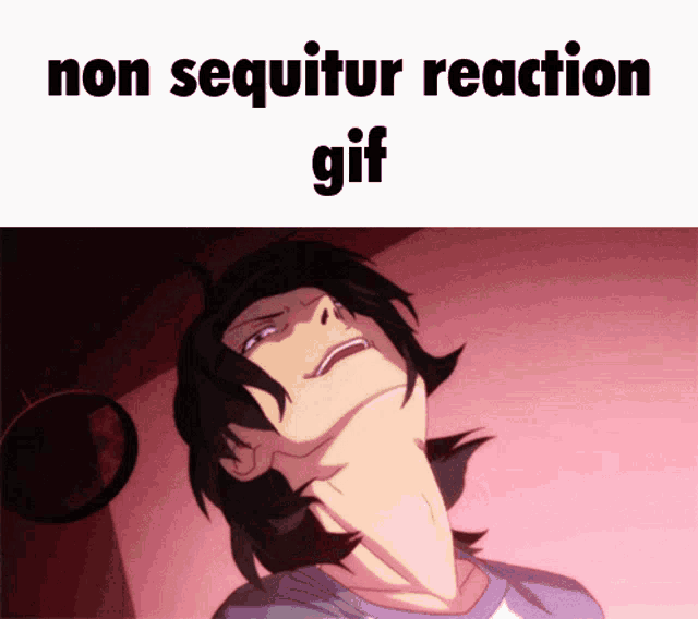 a gif of a person with the words non seguitur reaction gif below them