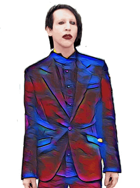 a drawing of marilyn manson in a rainbow suit