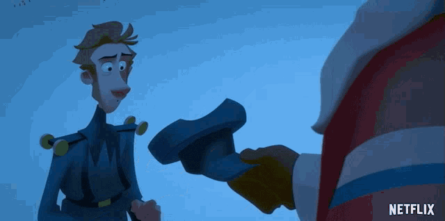 a cartoon of a man standing next to a man with the word netflix on the bottom