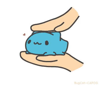 a person is petting a blue cat with their finger .