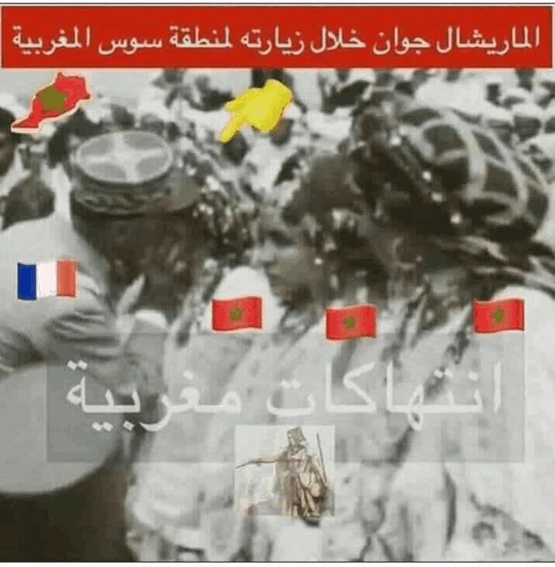 a black and white photo of a group of people with flags on them
