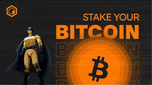 a poster that says ' stake your bitcoin ' on the top