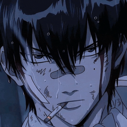 a close up of a person smoking a cigarette