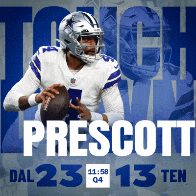 a poster for a football player named prescott with a time of 11:58