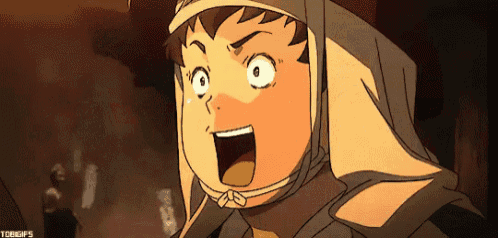 a close up of a cartoon character with a surprised look on his face and the caption tdbgifs