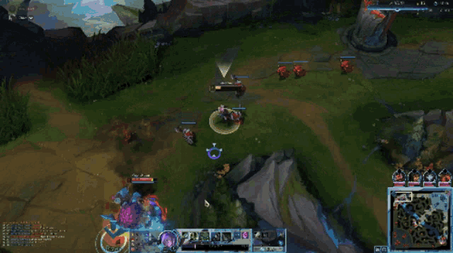 a screenshot of a video game with a purple circle surrounding a player