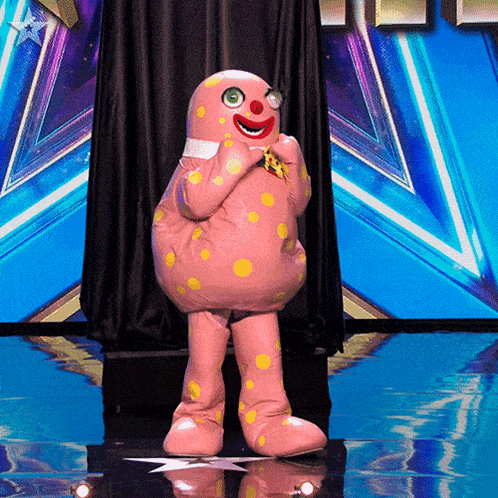 Blowing Kisses Mr Blobby GIF - Blowing Kisses Mr Blobby Britain'S Got Talent GIFs