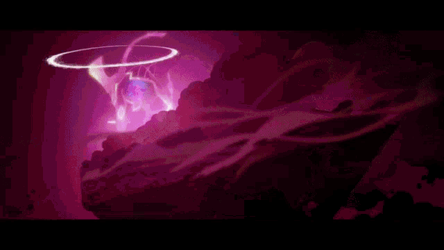 a purple background with a cartoon character in the middle of it