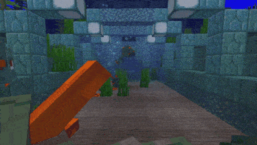 a screenshot of a minecraft game shows a fish and a monster