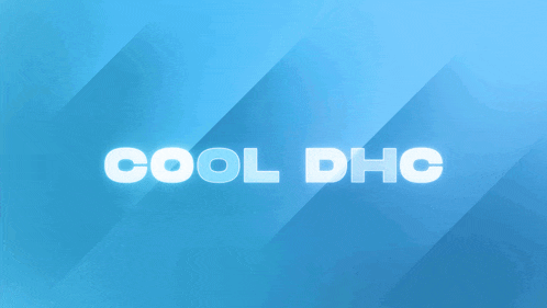 a blue background with the words cool dhc written on it